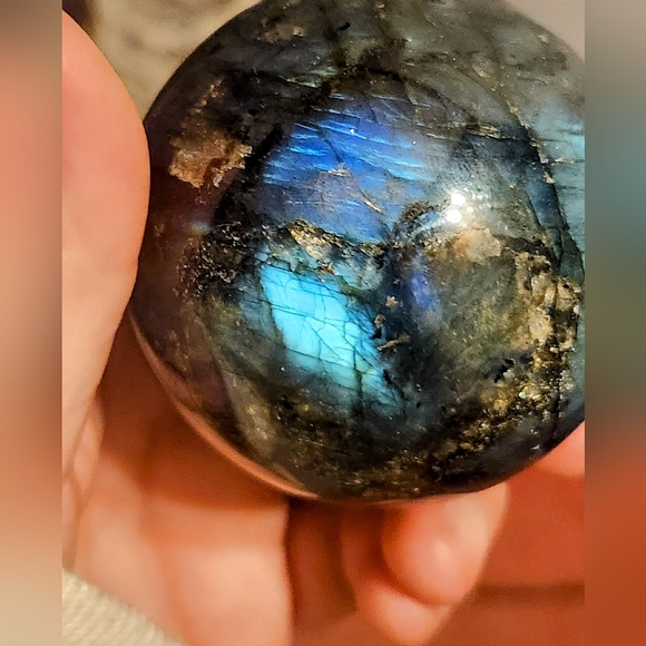 Blue Flash Labradorite Crystal Sphere - Picture 3 of 10